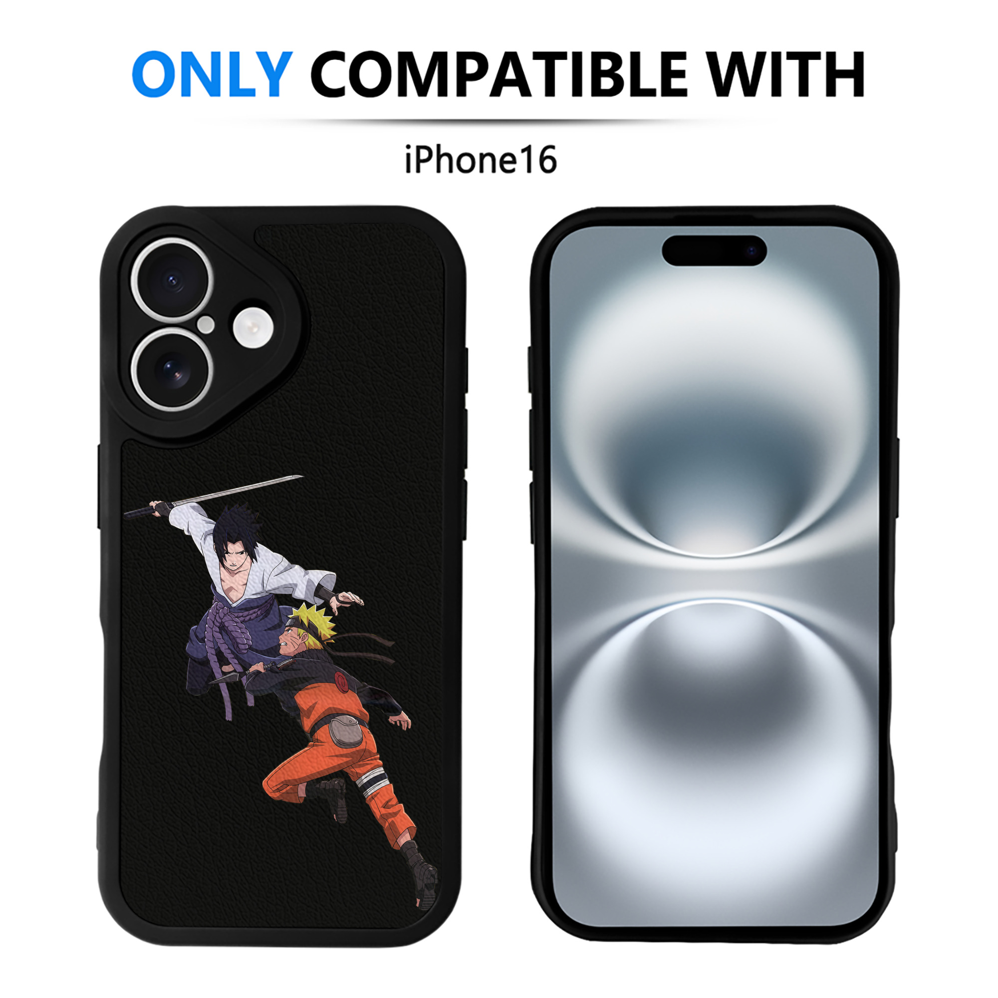 （画像用） NARUTO -ナルト- うちは サスケ Uchiha Sasuke 【iPhone 16シリーズ対応】シリコンスマホケース（レザー調） 材質：シリコン